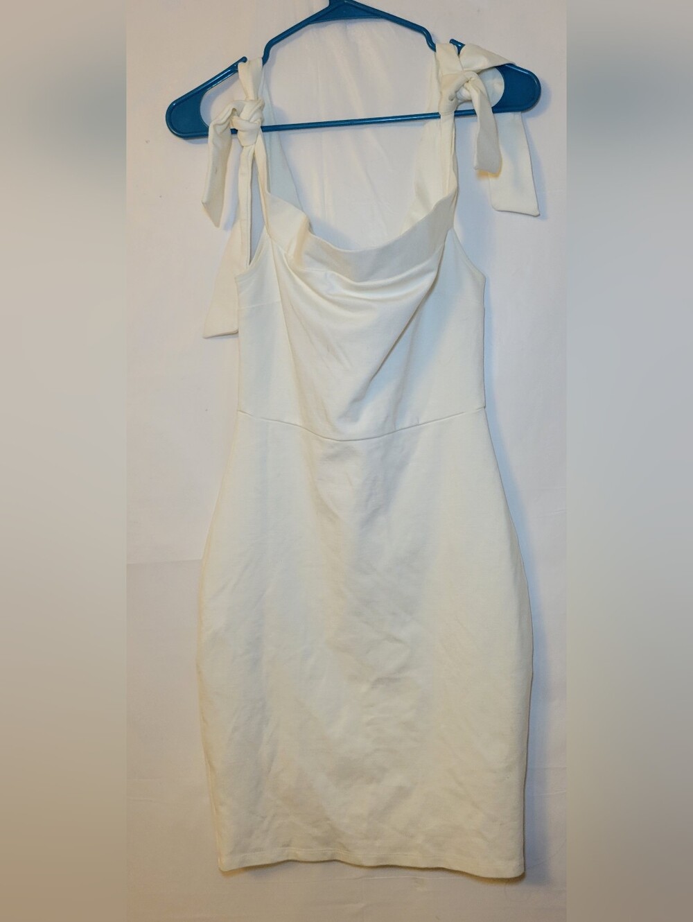 Lulu's Ivory Strapless Cowl Tie-Shoulder Sheath Dress